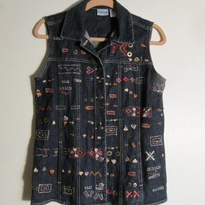 Chico's Sleeveless Jean Jacket Vest